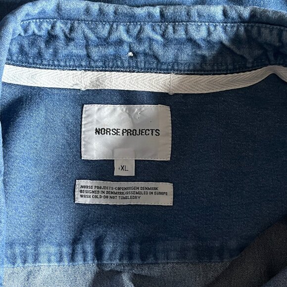Norse Projects Anton Denim Button Down Shirt - Men's Size XL - Blue - Picture 5 of 10